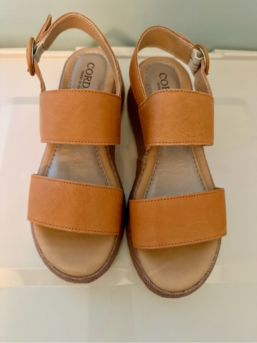 Cordani Women's Cognac Double-Strap Leather Sandal - EU40